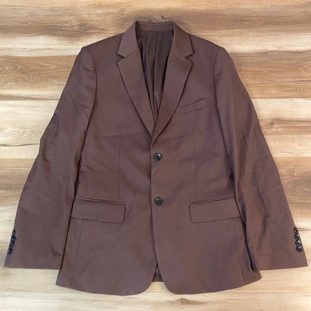 Revelry Suits Men's Brown Slim Fit Suit Jacket Blazer Size 38R Influence